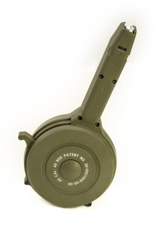 .45 ACP 40rd Drum for Glock Double-Stack Pistols - OD GREEN