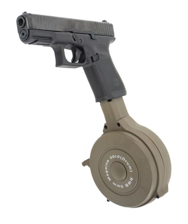 Glock compatible 9mm 50rd Dark O.D. Green Drum