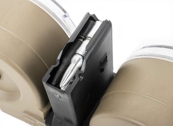 AR-15 100 Round Dual Drum Magazine .223/5.56 with Reinforced Feed Lips in Desert Tan - Image 4