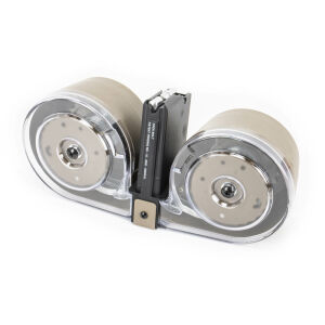 AR-15 100 Round Dual Drum Magazine .223/5.56 with Reinforced Feed Lips in Desert Tan
