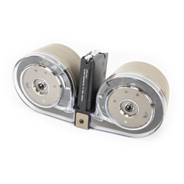 AR-15 100 Round Dual Drum Magazine .223/5.56 with Reinforced Feed Lips in Desert Tan